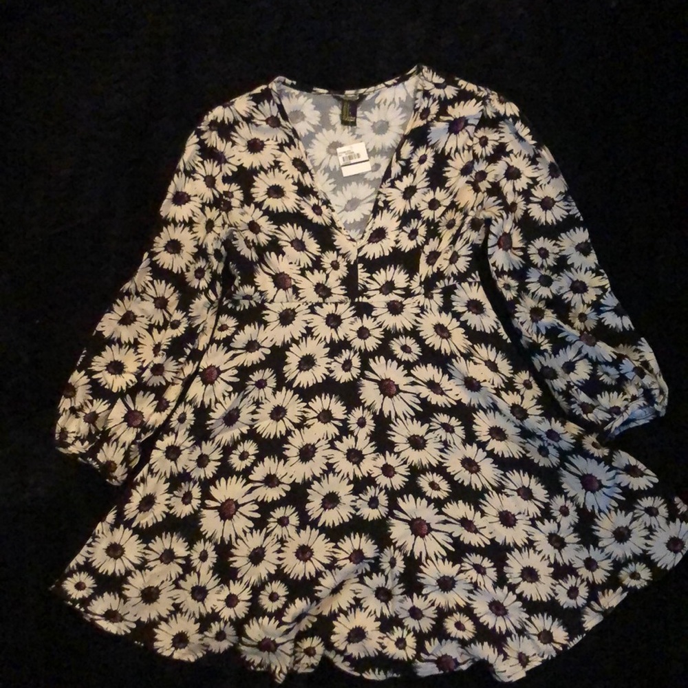 White sunflower babydoll dress